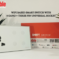 4 Gang + 3 Pin Universal Socket Wifi Based, Smart Wall Switch, Wireless Digital Modern Remote Control, Work With Google Home, Tuya, Smart Life, Alexa, Wifi, Bluetooth, ZigBee, Tmall Genie, Xiaoai Classmate, iOS/Android