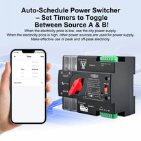 Wifi, 2P 125A ATS, New Black Model, TOMZN Din Rail, App EWelink WIFI Smart ATS Timer 230V Dual Power Automatic Transfer Electrical Selector Switch Uninterrupted