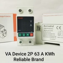 2P VA KWh 63A, VA KWh Control Device, Reliable Din rail, kwh energy merter, adjustable Over Under Voltage, current limit protection, Relay, VA KWh Protector 2P