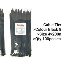 Nylon Cable Ties, High Quality, Zip Ties, Black, 4X200mm, 8 Inch, Reliable, 100Pc/Bag Eco-Friendly, UV Resistant Self-locking Cable Ties
