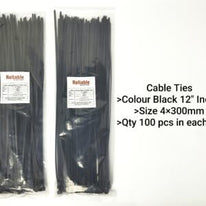 Nylon Cable Ties, High Quality, Zip Ties, Black, 4X300mm, 12 Inch, Reliable, 100Pc/Bag Eco-Friendly, UV Resistant Self-locking Cable Ties