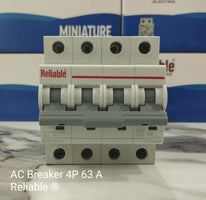 4P 63A AC, Reliable Breaker MCB, C type, 230/400V~ 50HZ/60HZ Miniature Circuit Breaker