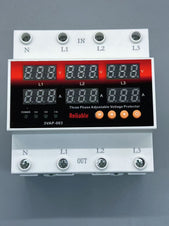 3 Phase 63A, VA Black Control Device, Reliable Din rail, adjustable Over Under Voltage, current limit protection, Relay, VA Protector 4P