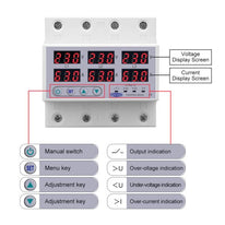 3 Phase 63A, VA Control Device, TOMZN Din rail, adjustable Over Under Voltage, current limit protection, Relay, VA Protector 4P