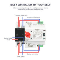 2P 125A, Din Rail ATS of TOMZN, L-N 220V 110V, Dual Power Automatic Transfer, Electrical Selector Switches Uninterrupted 63A, 100A, 125A
