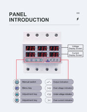 3 Phase 100A, VA Control Device, TOMZN Din rail, adjustable Over Under Voltage, current limit protection, Relay, VA Protector 4P - Image 3
