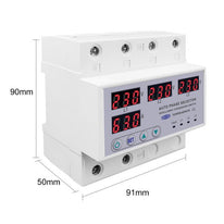 63A TOMZN 3 Phase 3P+N Din Rail Auto Phase Selector adjustable Over and Under Voltage current protection Monitor Relays Protector adjustable Over Under Voltage, current limit protection, Relay