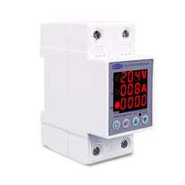 2P VA KWh 63A, VA KWh Control Device, TOMZN Din rail, kwh energy meter, adjustable Over Under Voltage, current limit protection, Relay, VA KWh Protector 2P