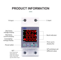 2P VA KWh 63A, VA KWh Control Device, TOMZN Din rail, kwh energy meter, adjustable Over Under Voltage, current limit protection, Relay, VA KWh Protector 2P - Image 2
