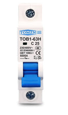 Tomzn MCB TOB1-63 1P AC Circuit Breaker 10A 20A 32A 63A C Curve 6kA 230/400V