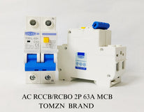 Tomzn RCCB RCBO 63A 2P 30mA AC Circuit Breaker 6kA C Curve 230400V Residual Current Protection